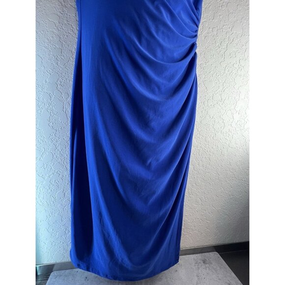 Lauren Ralph Lauren Evening Maxi Dress Womens 12 Navy Blue Draped Neck NEW NWT - Picture 4 of 14